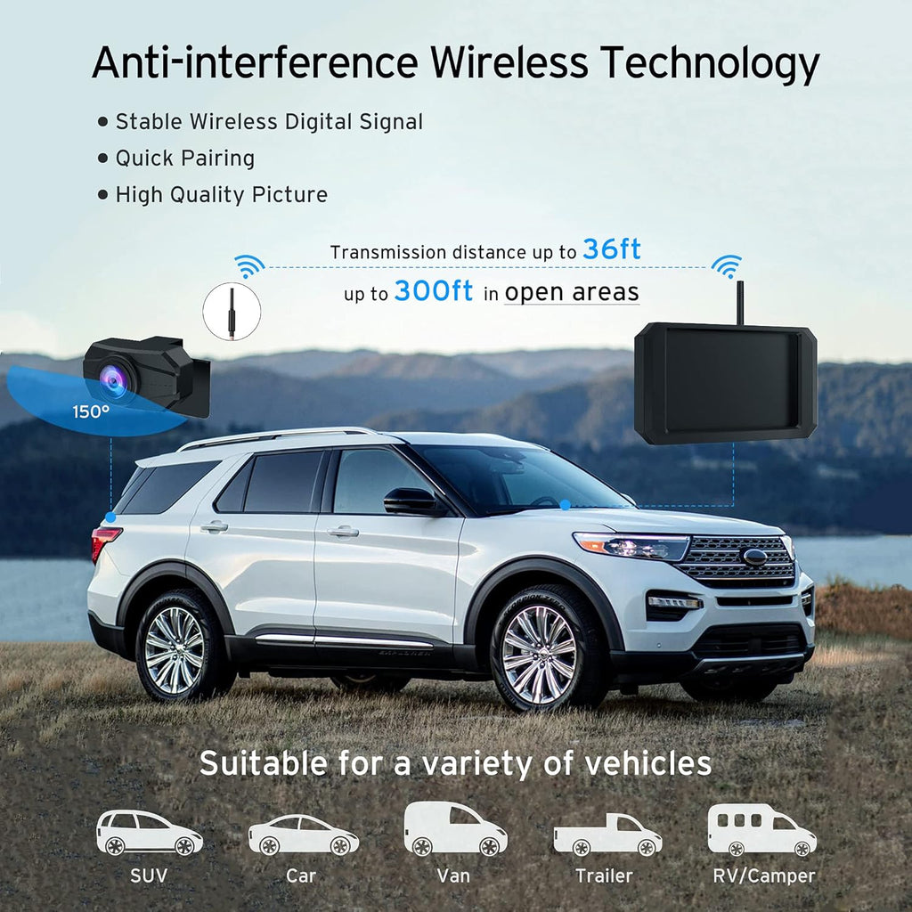 Wireless Backup Camera Monitor with 5 inch HD Monitor Waterproof Night Vision T89060