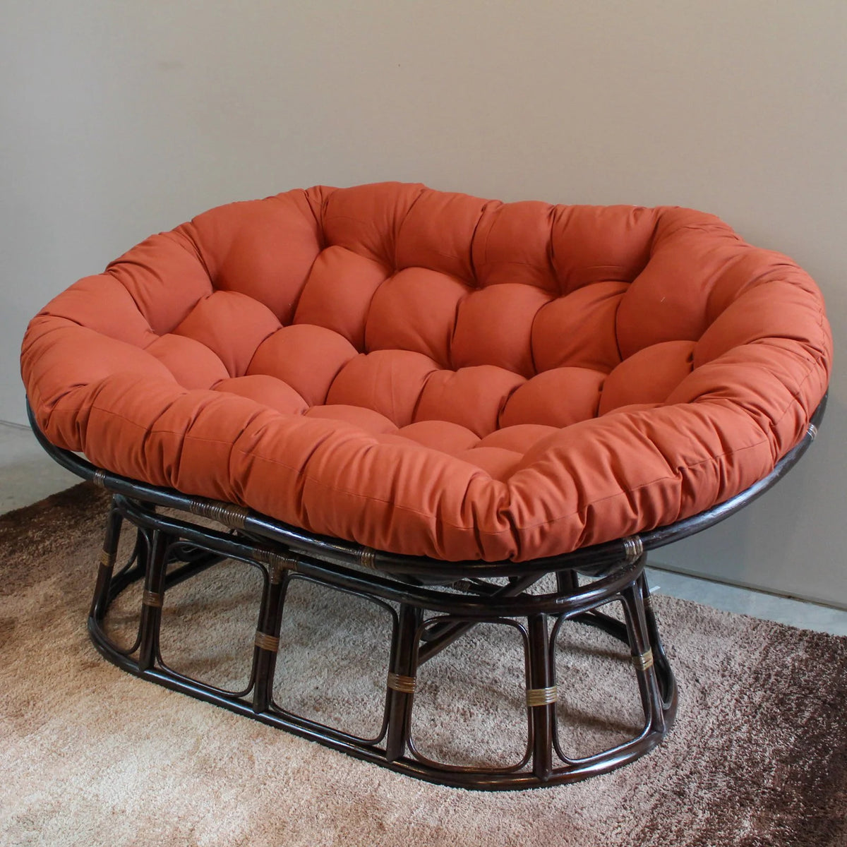 Rattan Double Papasan Chair with Twill Cushion S3425