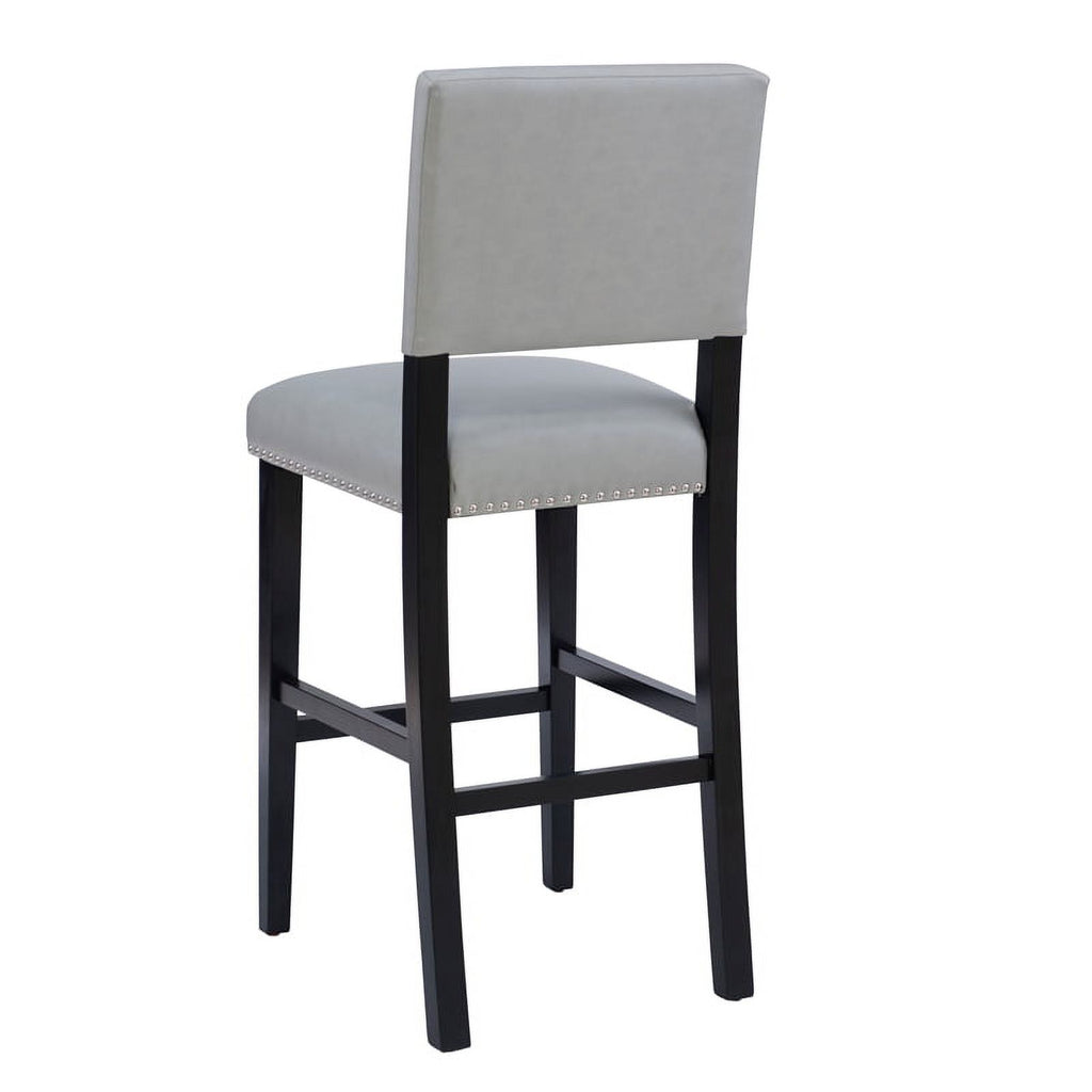 30" Faux Leather & Wood Bar Stool in Dove Gray/Black U301910