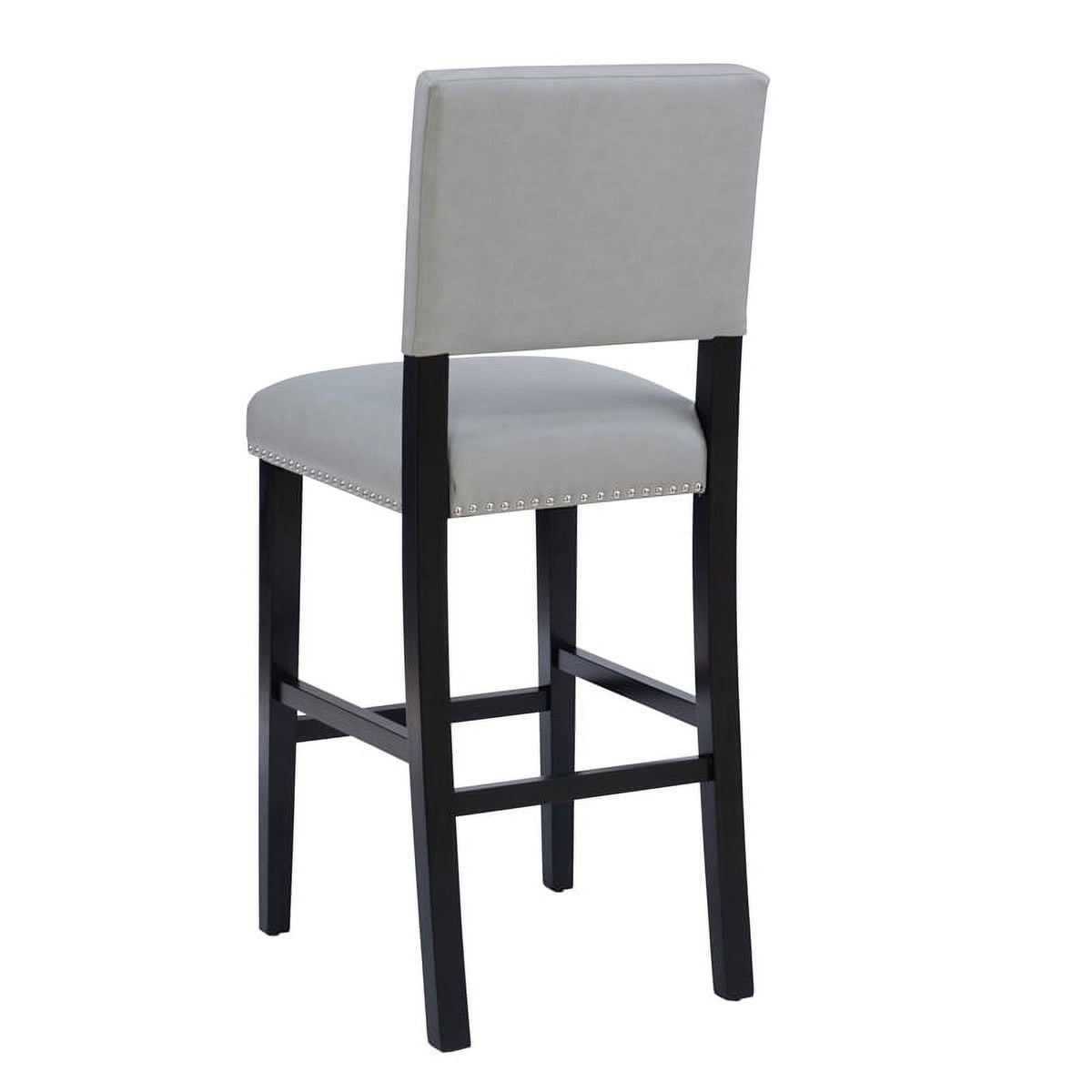 30" Faux Leather & Wood Bar Stool in Dove Gray/Black U301910