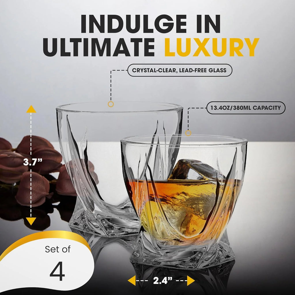 Clear Old Fashioned Whiskey Glasses Set Of 4 K110404