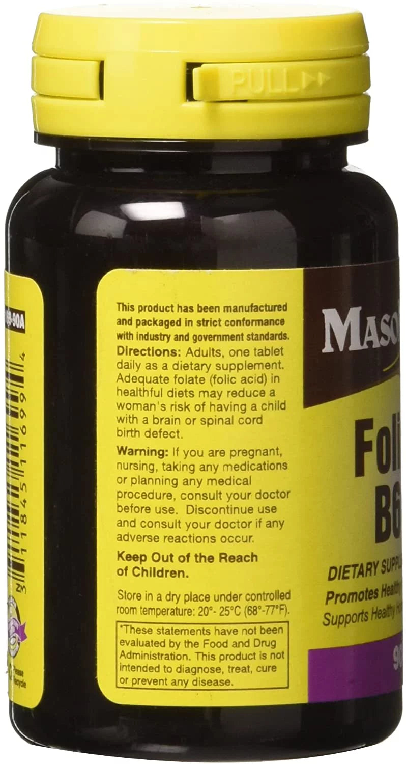 B6/B12/Folic Acid Tablets Dietary Supplement 90 Count Pack of 3 F6685