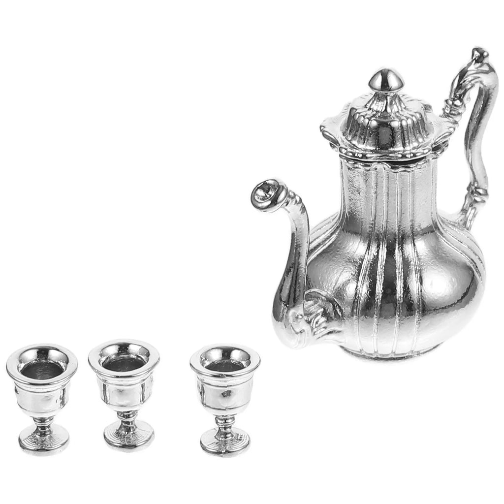 Miniature Dollhouse Accessories Simulation Teapot Wine Bottle Jewelry Ornaments Sets Pretend Metal Models Toys X80148