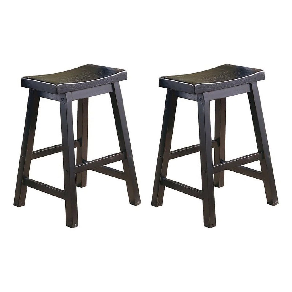 Black Solid Wood Counter Stool Set of 2 D438001