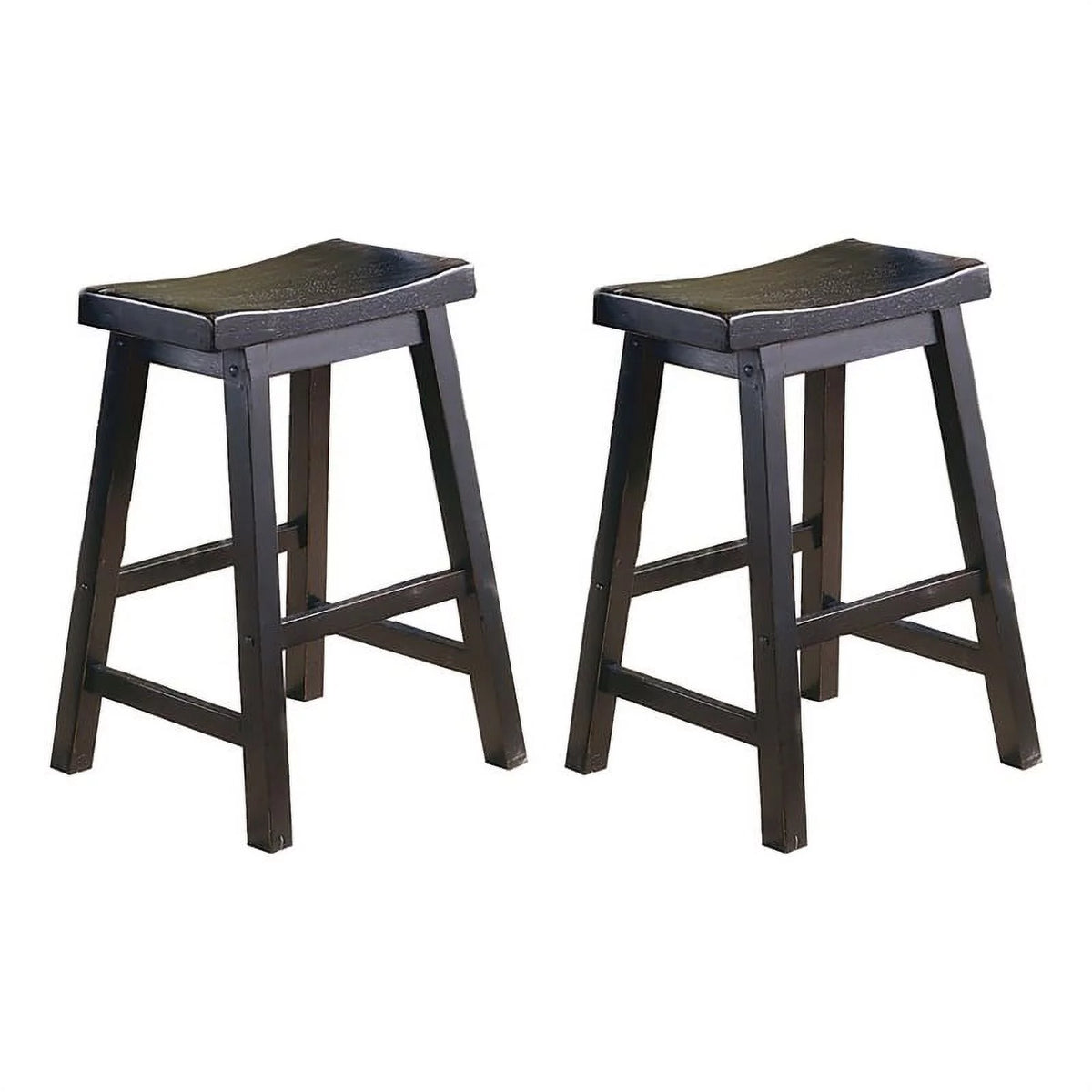 Black Solid Wood Counter Stool Set of 2 D438001
