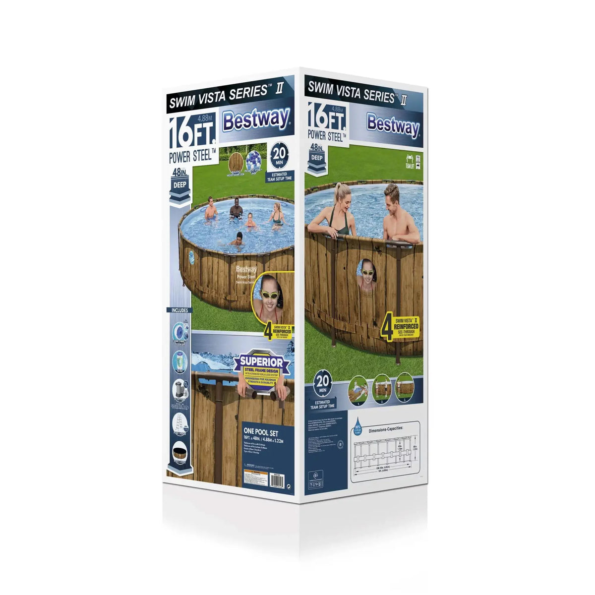 16ft x 4ft Metal Frame Swimming Pool Set with Pump B607627