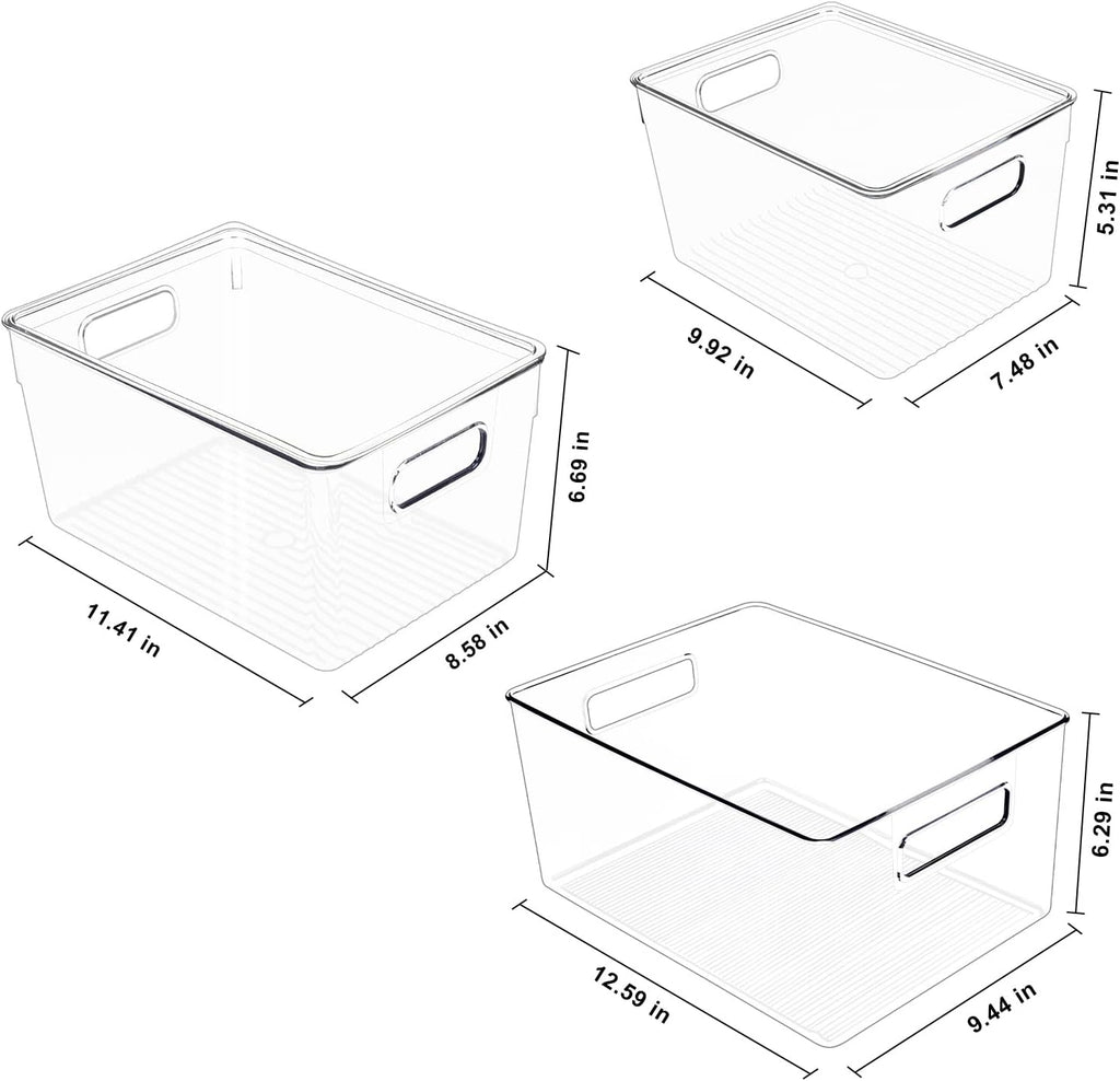 Clear Plastic Fridge Storage Bin with Lids, 9 PCS W77767