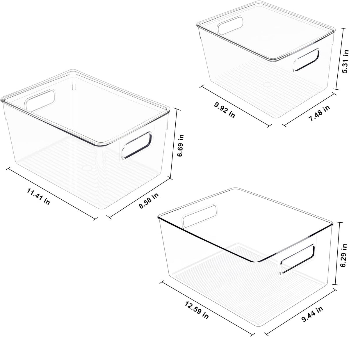 Clear Plastic Fridge Storage Bin with Lids, 9 PCS W77767