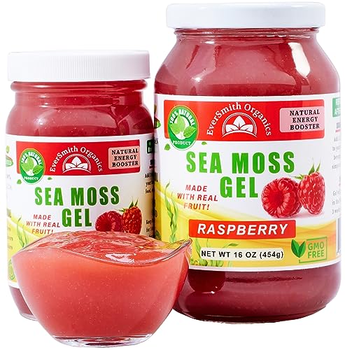 Wildcrafted Irish Sea Moss Gel Raspberry 16 oz Nutritional Supplement F885