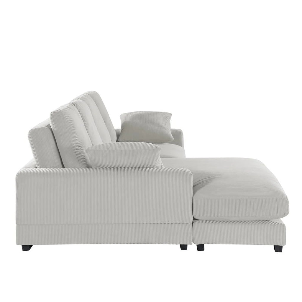 Cream Corduroy Convertible Sofa R4167
