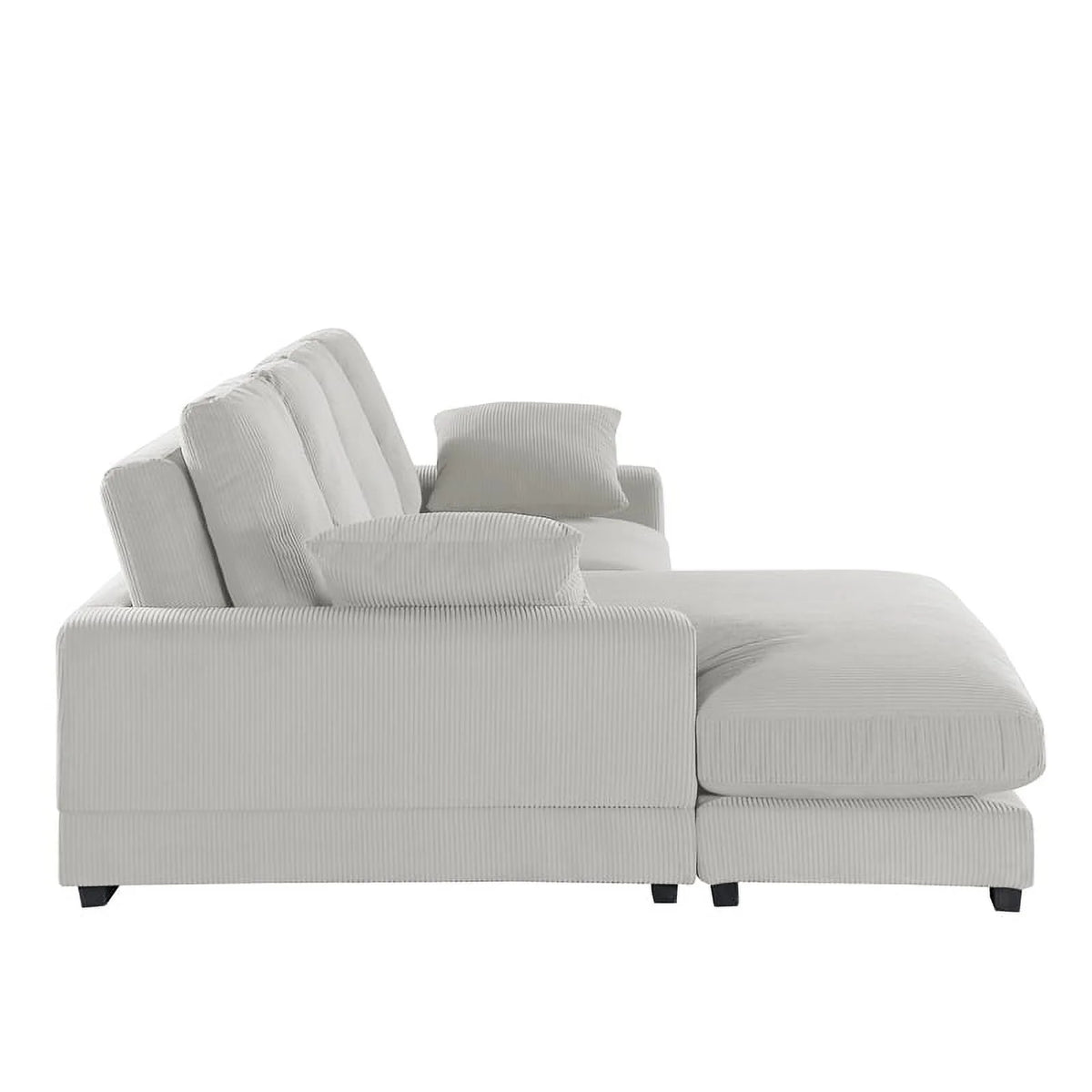Cream Corduroy Convertible Sofa R4167