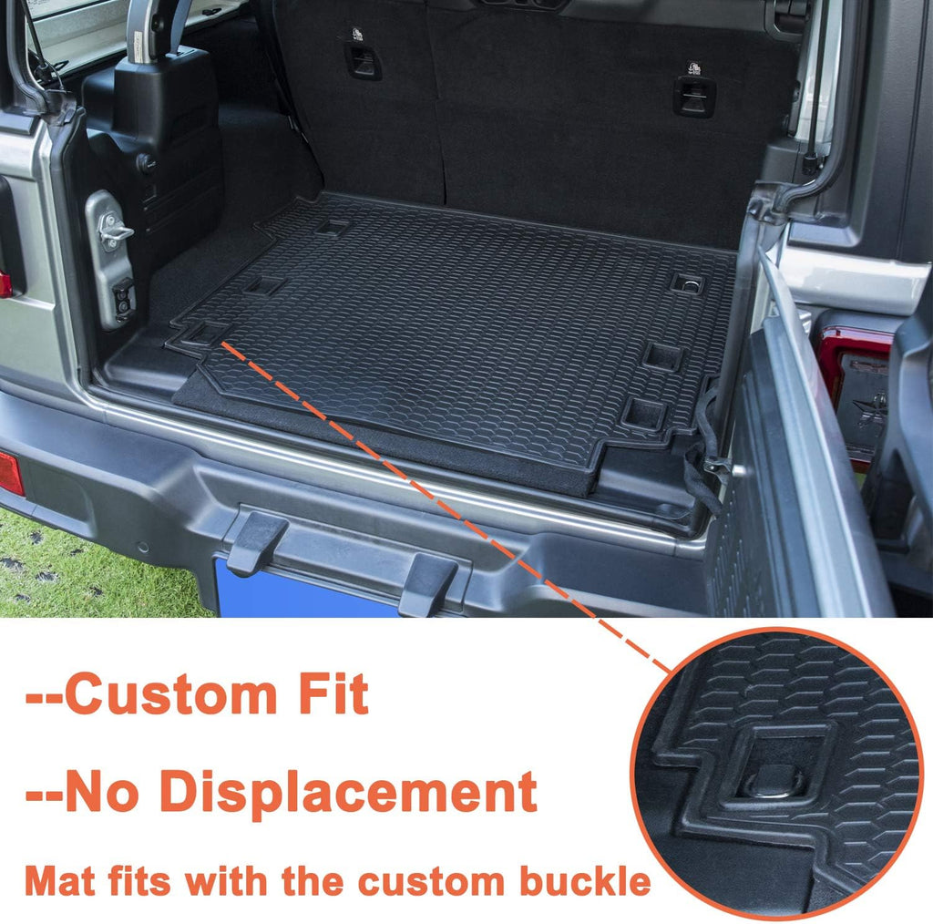 Cargo Mat for Jeep Wrangler JL 4 Door All-Weather Trunk Mat Cargo Liners B9389