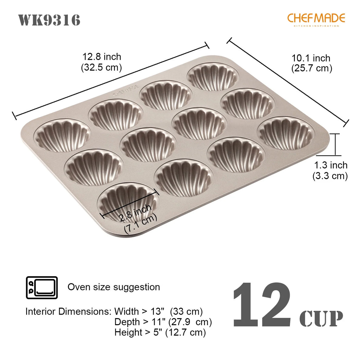 12-Cavity Non-Stick Madeleine Mold Cake Pan Z2209