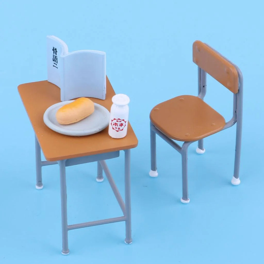 6 Pcs Metal Dollhouse Desk Chair Set D38058