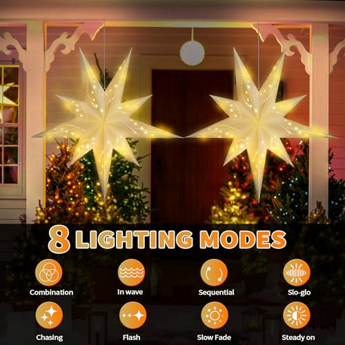 2 Pack 27 Inch Paper Star Lantern White W2037