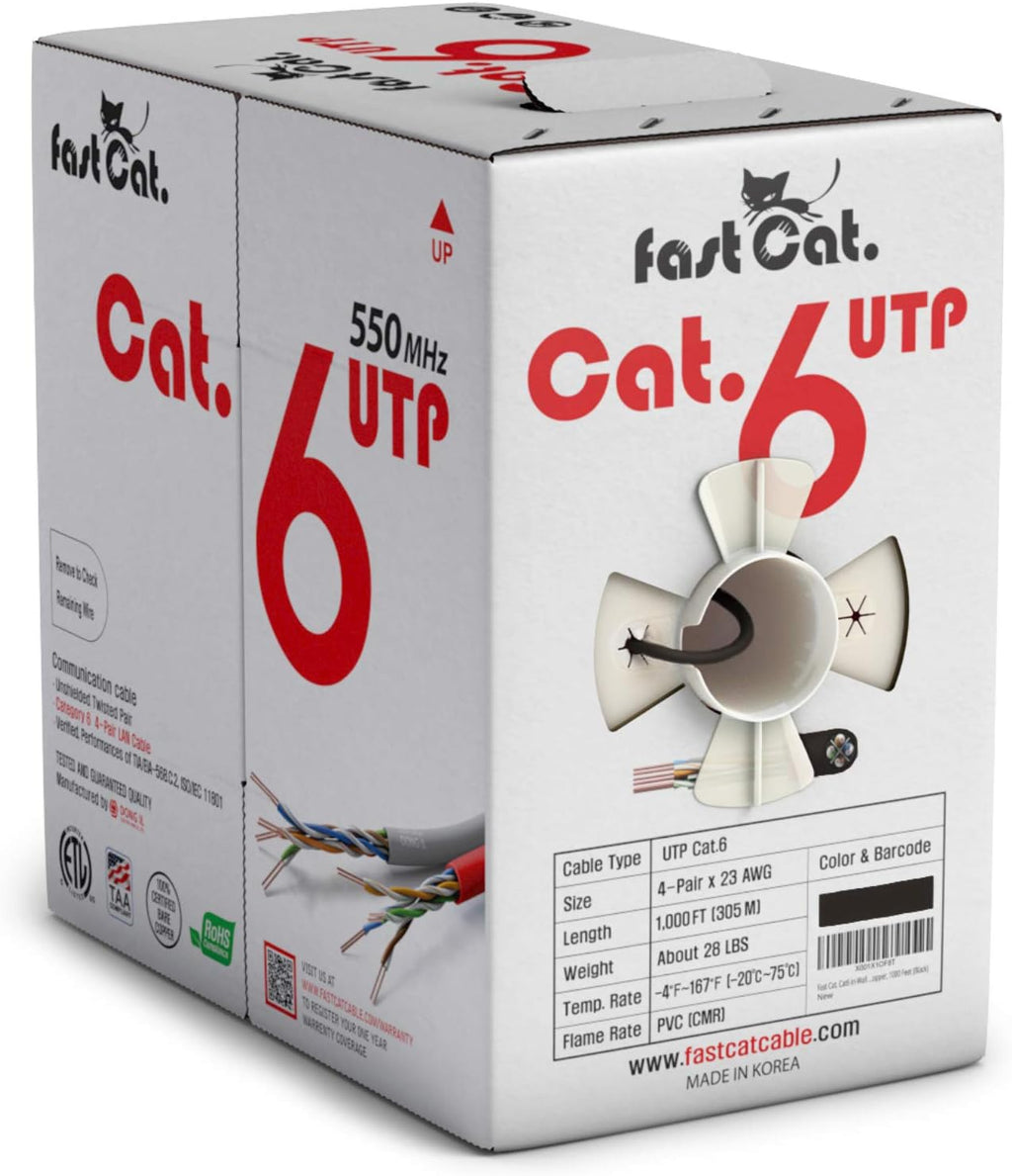 Cat6 Ethernet Cable 1000ft - 23 AWG CMR Solid Bare Copper UTP LAN Cable (Purple) G994553